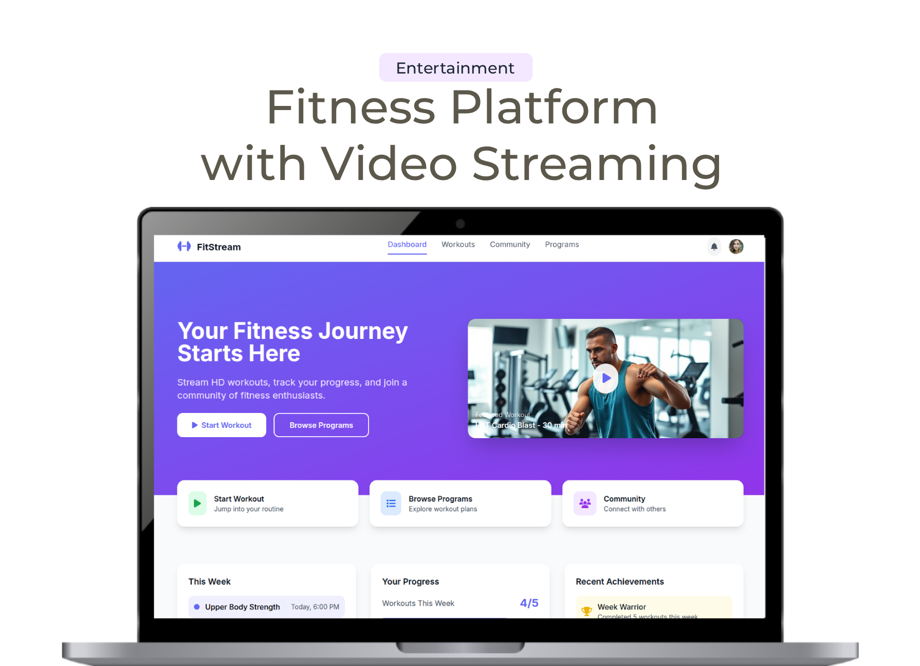 Fitness Platform with Video Streaming, Subscriptions & Community Features image